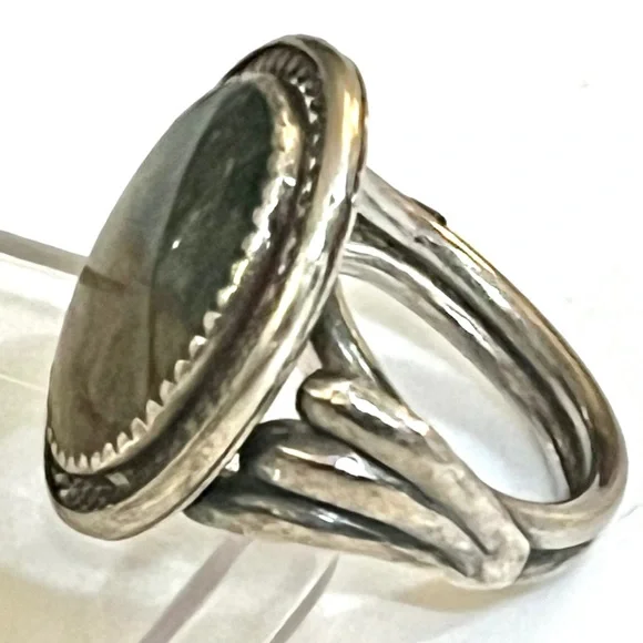 🦚🥀👑Vintage Navajo Sterling Silver Picture Jasper Ring